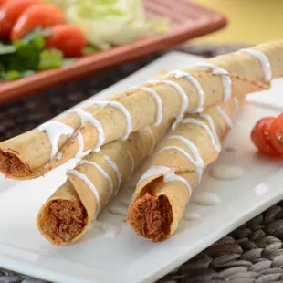 Freshly made Chicken Flautas ready to fry.