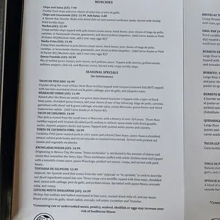 Menu as of June 2024