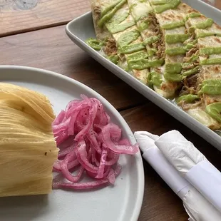 Pork Tamale and Quesadilla