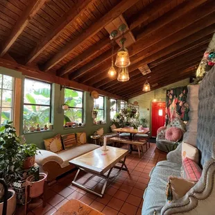 the living room and dining area