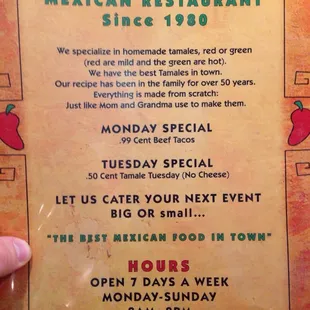 Tamale Kitchen #2 - Monday Special $0.99 Beef Tacos and Tuesday $0.50 Tamale Tuesday
