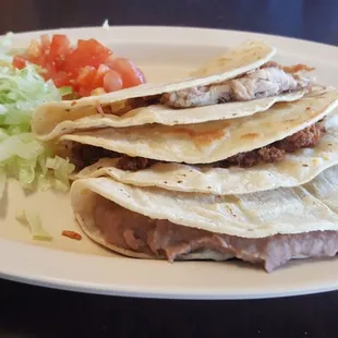 Taco Plate: chicken, pork, bean.