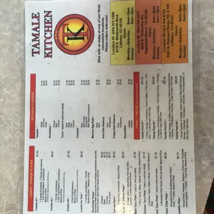 Menu side one