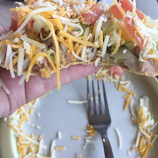 Bean tostada. It had nice flavored beans. I would have enjoyed more tomato and some salsa available