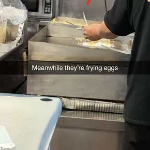 He asked what a fried egg was while they&apos;re frying eggs.