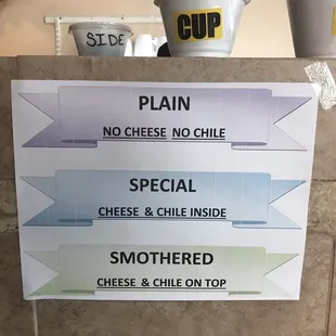 a menu on the wall