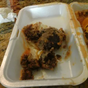 The &quot;hamburger patty&quot; inside the smothered mexican hamburger.