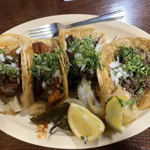 three tacos on a plate