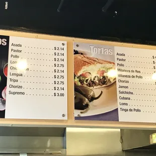 menu and prices