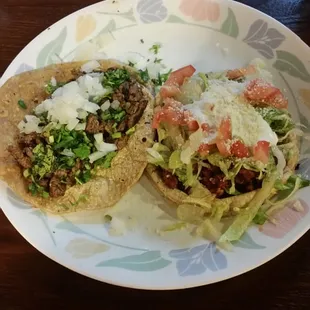 Taco asada and sope chorizo