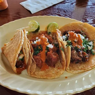 Chicharron and carnita tacos