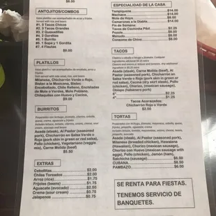 Menu side 1