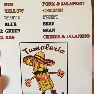 Tamale flavors are indicated by twist tie(s) on bag.