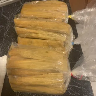 Additional photo of bags - you can see how thin all the tamales are.