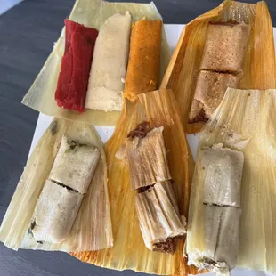 Tamales Flavors:
- Pork
- Beef
- Chicken
- Cheese 
- Corn
- Pineapple
- Strawberry