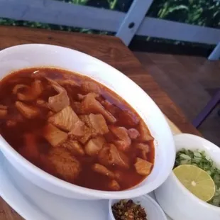 SATURDAY AND SUNDAY ONLY!!
- White or Red menudo served with tortillas and their condiments.