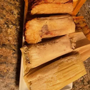 1 Pork Tamale + 1 Beef Tamale + 1 Chicken Tamale  + 1 Corn Tamale