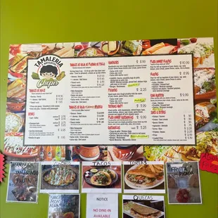 the menu