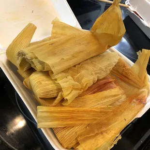 Some green and some red tamales