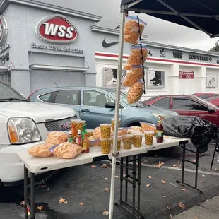 Extra goods for sale at the cart