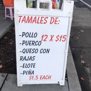 Menu - and great prices