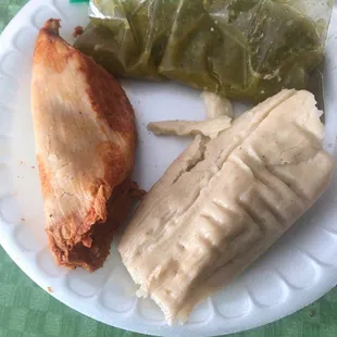 Pork tamale left, cheese &amp; chili tamale right (1.50)
