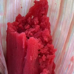 Strawberry tamale! It's strawberry/pineapple but mostly strawberry flavor took over still very very good!