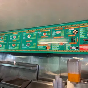 menus on the wall