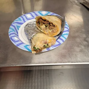 two burritos on a plate