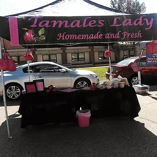 a car parked under a tent
