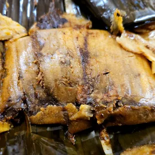 a close up of a banana leaf