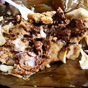 Deconstructed oaxaqueno chicken mole tamale. Very good.