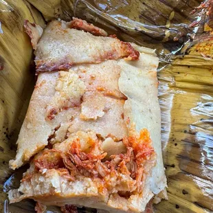 Banana Leaf Pork Tamale (Puerco - Salsa Roja)