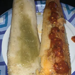 Sauces are given on the side.