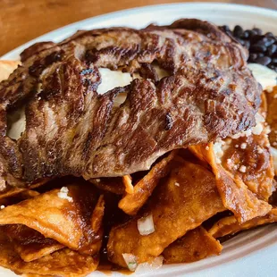 Carne Asada Red Chilaquiles.