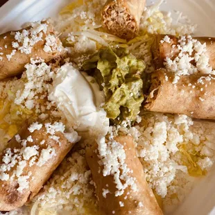 Chicken Taquitos. Crispy and lots of chicken. Wish they made these with shredded beef as chicken tends to be dry.