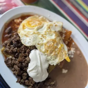 Chilaquiles w beef