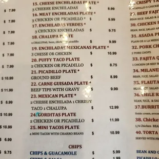 Lunch menu