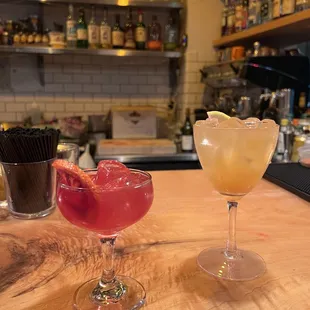 10/27/2023 fain(t) of heart (blood orange old fashioned) + troublemakers tonic (earl grey g&amp;t)