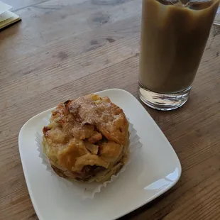 Cold brew + croissant bread pudding. Delish.