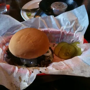Jumbo Swiss and mushroom burger
