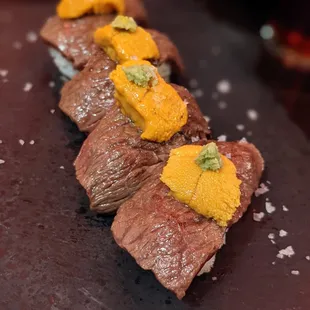 &quot;Best bites&quot; - wagyu topped with uni