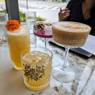 Cocktails, clockwise from left: Renegade Tigress ($18), Queen&apos;s Necklace ($18), Bagged Milk ($19), and Diamond in the Rough ($19).