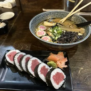 Tonkotsu Raman and Tuna Roll