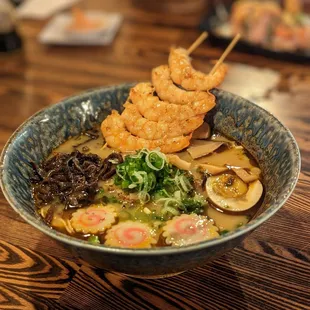 Tonkotsu Ramen with an extra order of shrimp