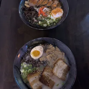 Tonkotsu Ramen (with pork belly), Shoyu Ramen