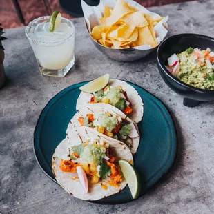 Tacos Al Pastor, Guacamole and House Margarita on the Rooftop