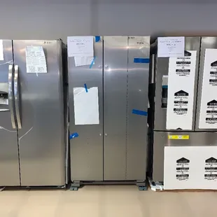 New (open box, scratch &amp; dent) Refrigerators side by side or 3 door french door.