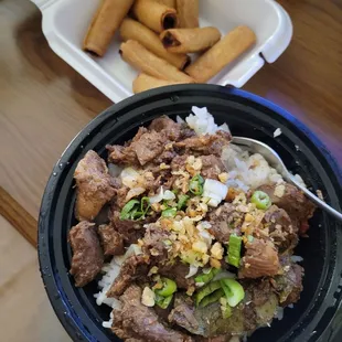 Pork adobo &quot;plate&quot; that was just a bowl and separate order of lumpias.