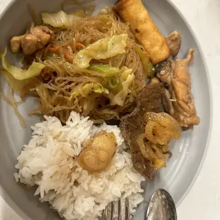 A bit of everything I ordered.  A squeeze of lemon was refreshing on the pancit.